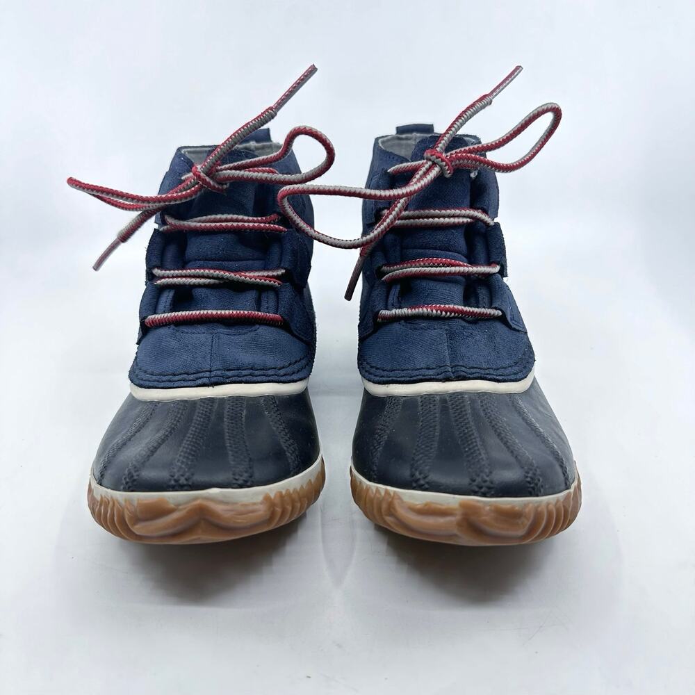 Sorel Out N About Leather Rain Boots Women's 7.5 Blue/Black Lace-Up Ankle NL2339 - Picture 2 of 7